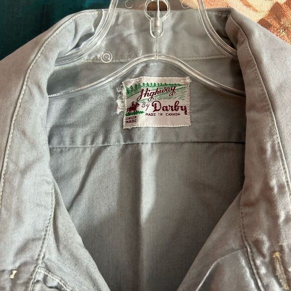 Vintage 80s 90s Men's Casual Gray Button Down Shirt L - Picture 4 of 12